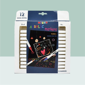 MACACO special marker 9200 acrylic marker 12 colors dual-ended brush and thin paint pens set in white retail box