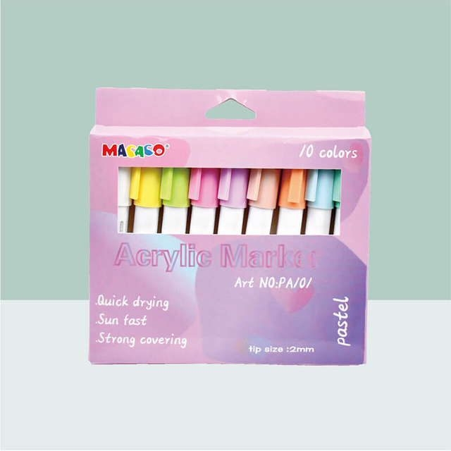 MACACO special marker 9000 acrylic marker 10 colors pastel palette paint pens set in retail cardboard box