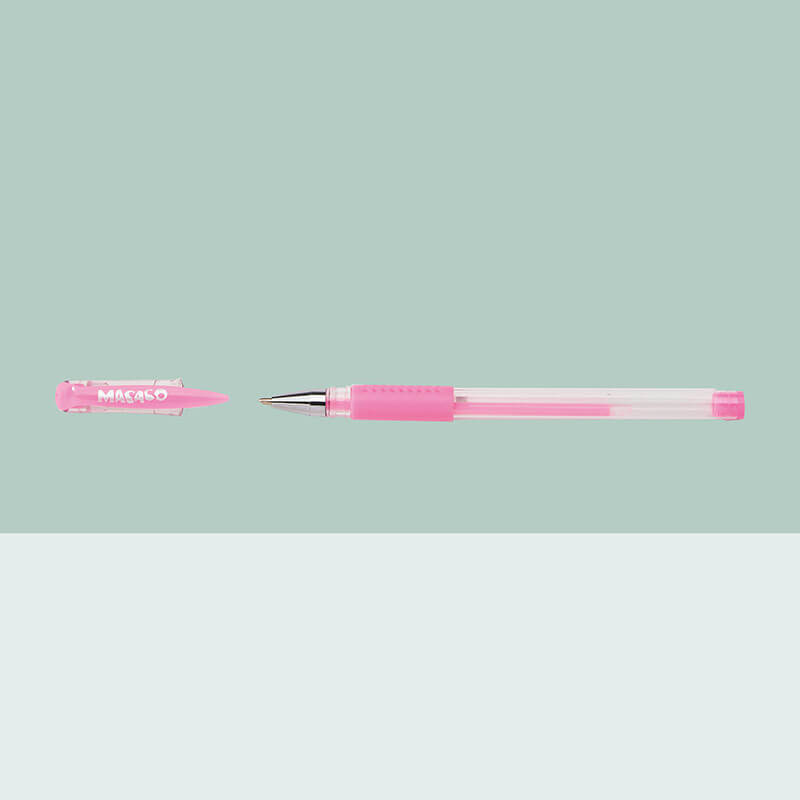 Wholesale pink pastel gel pen model 882GP with dot textured comfort rubber grip and precision tip