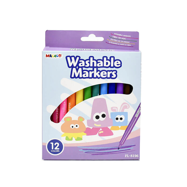 8196-12 Water Color Pen 12 Colors Washable Drawing Markers Set
