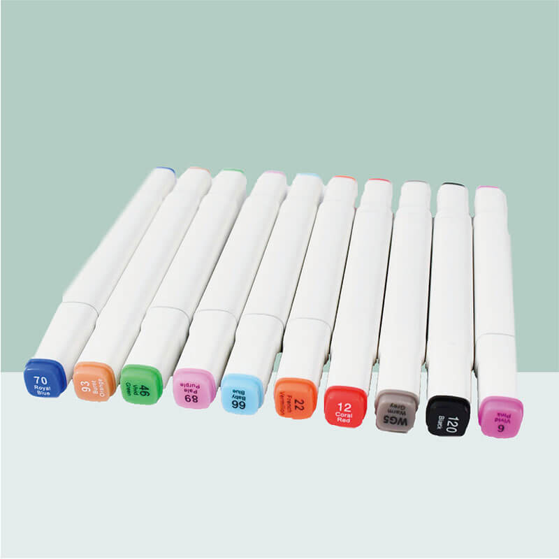 MACACO Special marker 8001 twin-tip markers set 24 48 60 colors white barrel square body dual tip chisel fine art sketch pens safe and non-toxic drawing markers in clear handled plastic case wholesale