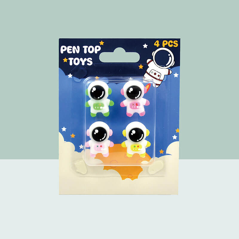Pen top toys blister card 4pcs pen topper assorted characters kids stationery