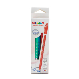 MACACO semi gel pens 902 12 pieces assorted colors pack in retail window cardboard box showing embossed pattern barrels