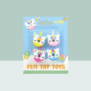 Pen top toys blister card 4pcs pen topper assorted characters kids stationery