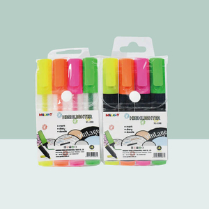 MACACO XL-288 vintage highlighter pens set 4 colors chisel tip retro text shading markers in clear pocket pouch for school office stationery