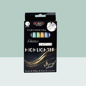 MACACO special marker 9135m metallic highlighter 8 colors brush markers set in black retail cardboard box