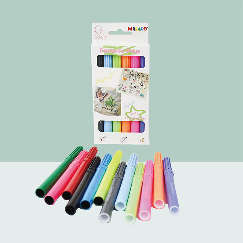 MACACO Special marker 813 fabric markers set bullet tip permanent textile ink pens safe and non-toxic canvas bag coloring markers in pastel colors window paper box wholesale